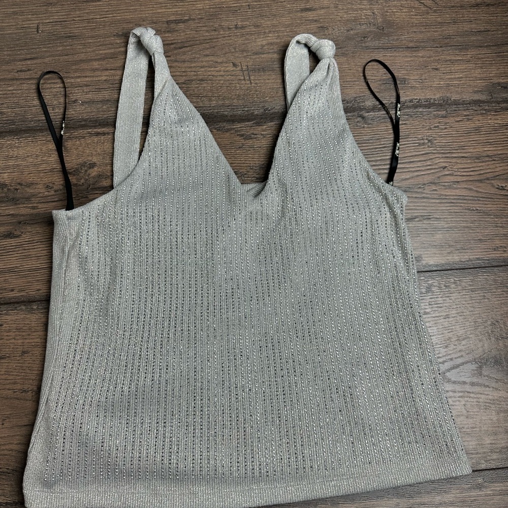 Miss Me Silver Sparkle Tank Top